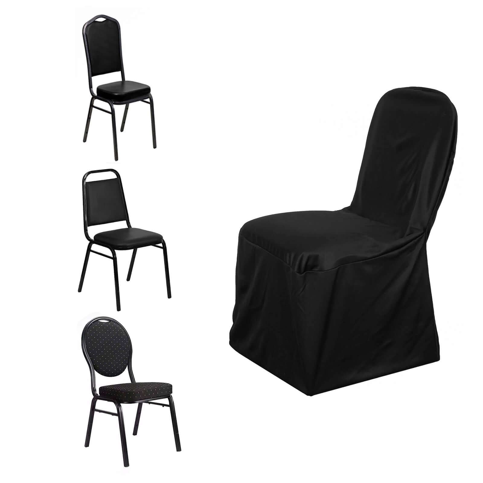 Scuba Stretch Chair Cover Black for Banquet Chairs Slim Fit Design - Wrinkle Free and Durable Slipcover