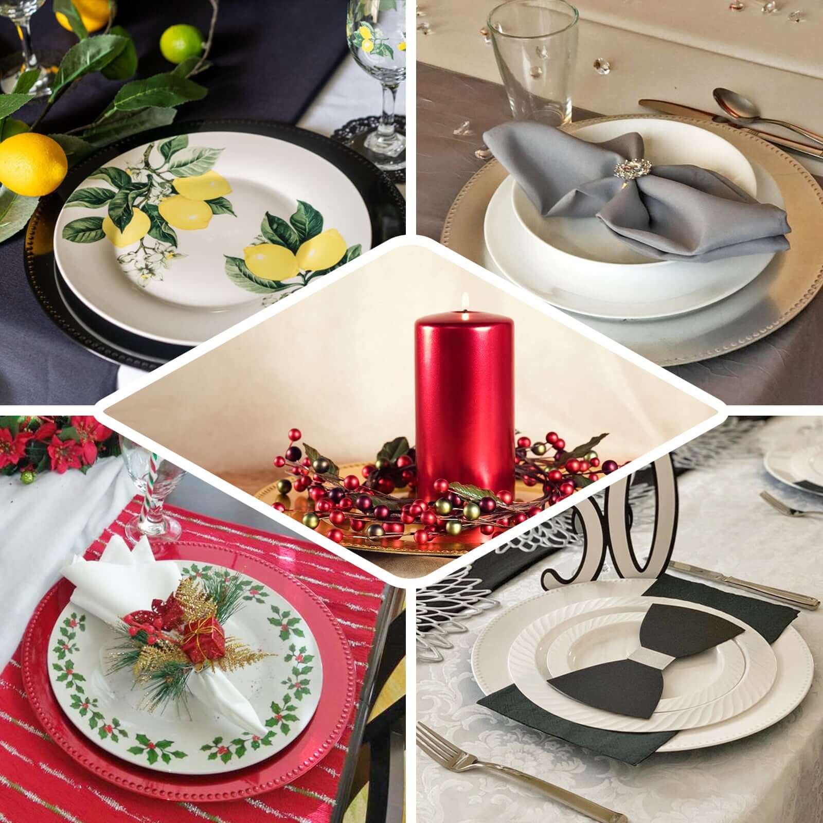 6-Pack Acrylic Round Charger Plates 13" in Purple with Beaded Rim, Dinner Charger Event Tabletop Decor