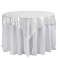 Sequin 60"x60" Table Overlay Square Tablecloth Silver - Luxe Wedding Table Topper