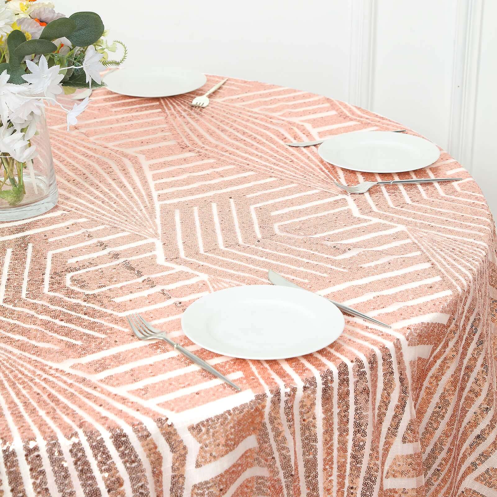 Sequin 72" Table Overlay Square Tablecloth Blush - Diamond Glitz Table Cover - Bell Racket Store