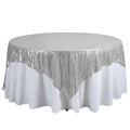 Sequin 90"x90" Table Overlay Square Tablecloth Silver - Sparkly Table Cover