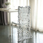 Sequin Chair Slipcover Big Payette Design for Chiavari Chairs Silver - Glittering Chair Back Cover - Bell Racket Store