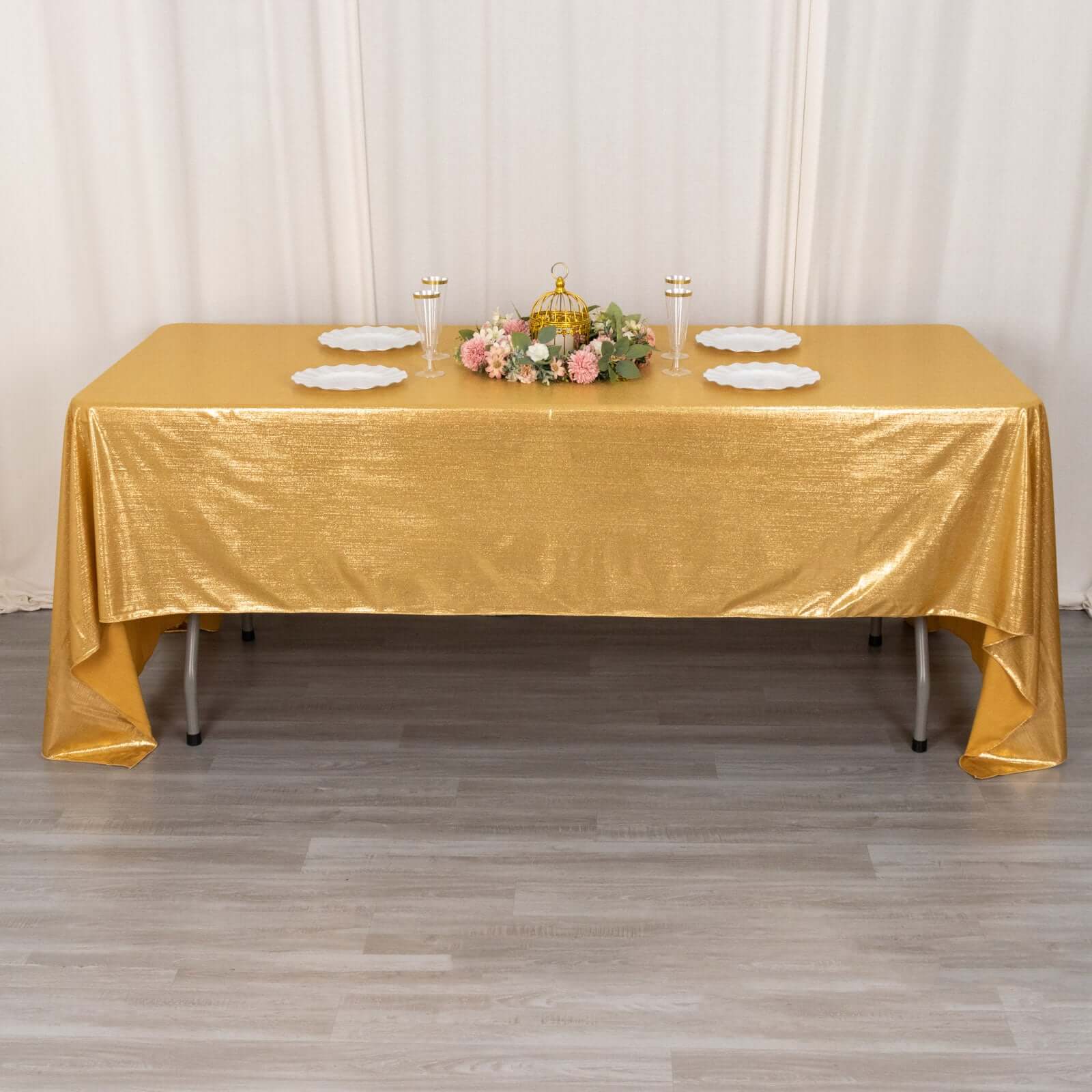 Sequin Dots Polyester 60"x126" Rectangle Tablecloth Shimmering Gold - Wrinkle Free & Sparkling Table Cover for Stylish Event Decor - Bell Racket Store