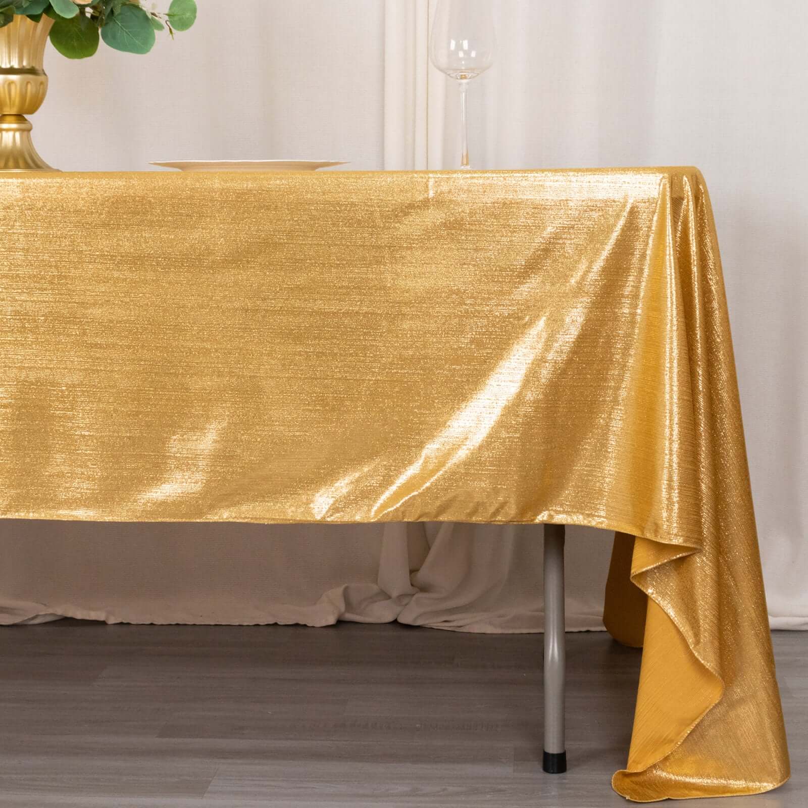 Sequin Dots Polyester 60"x126" Rectangle Tablecloth Shimmering Gold - Wrinkle Free & Sparkling Table Cover for Stylish Event Decor - Bell Racket Store
