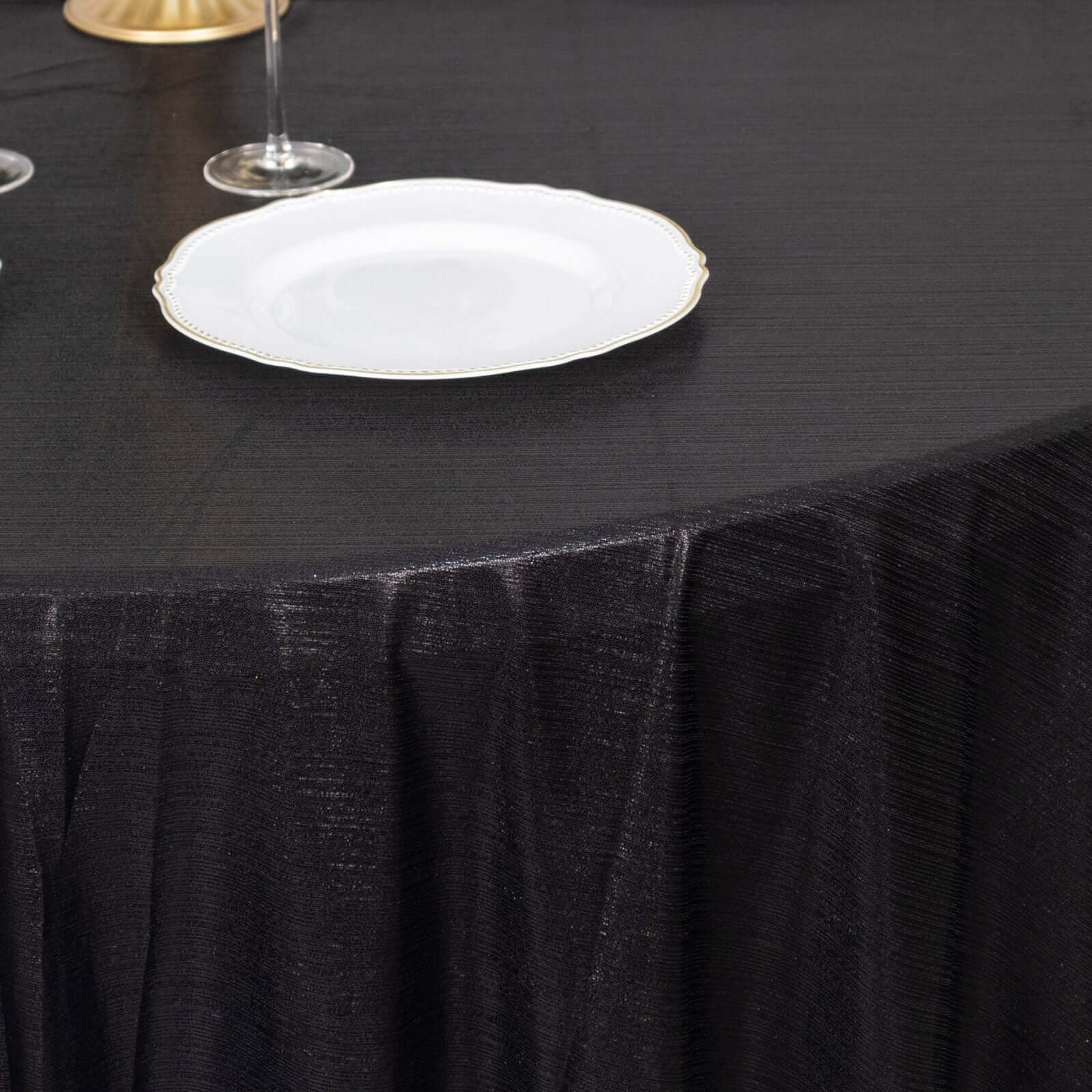 Sequin Dots Polyester Round 120" Tablecloth Shimmering Black - Wrinkle Free & Sparkling Table Cover - Bell Racket Store