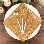 Sequin Mesh 20"x20" Napkin Gold - Wave Embroidered Reusable Cloth Napkin for Glitzy Table Settings - Bell Racket Store