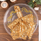 Sequin Mesh 20"x20" Napkin Gold - Wave Embroidered Reusable Cloth Napkin for Glitzy Table Settings - Bell Racket Store