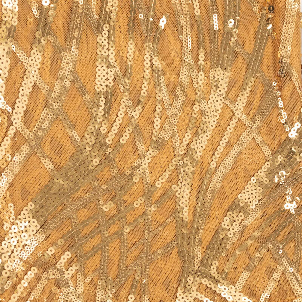 Sequin Mesh 20"x20" Napkin Gold - Wave Embroidered Reusable Cloth Napkin for Glitzy Table Settings - Bell Racket Store