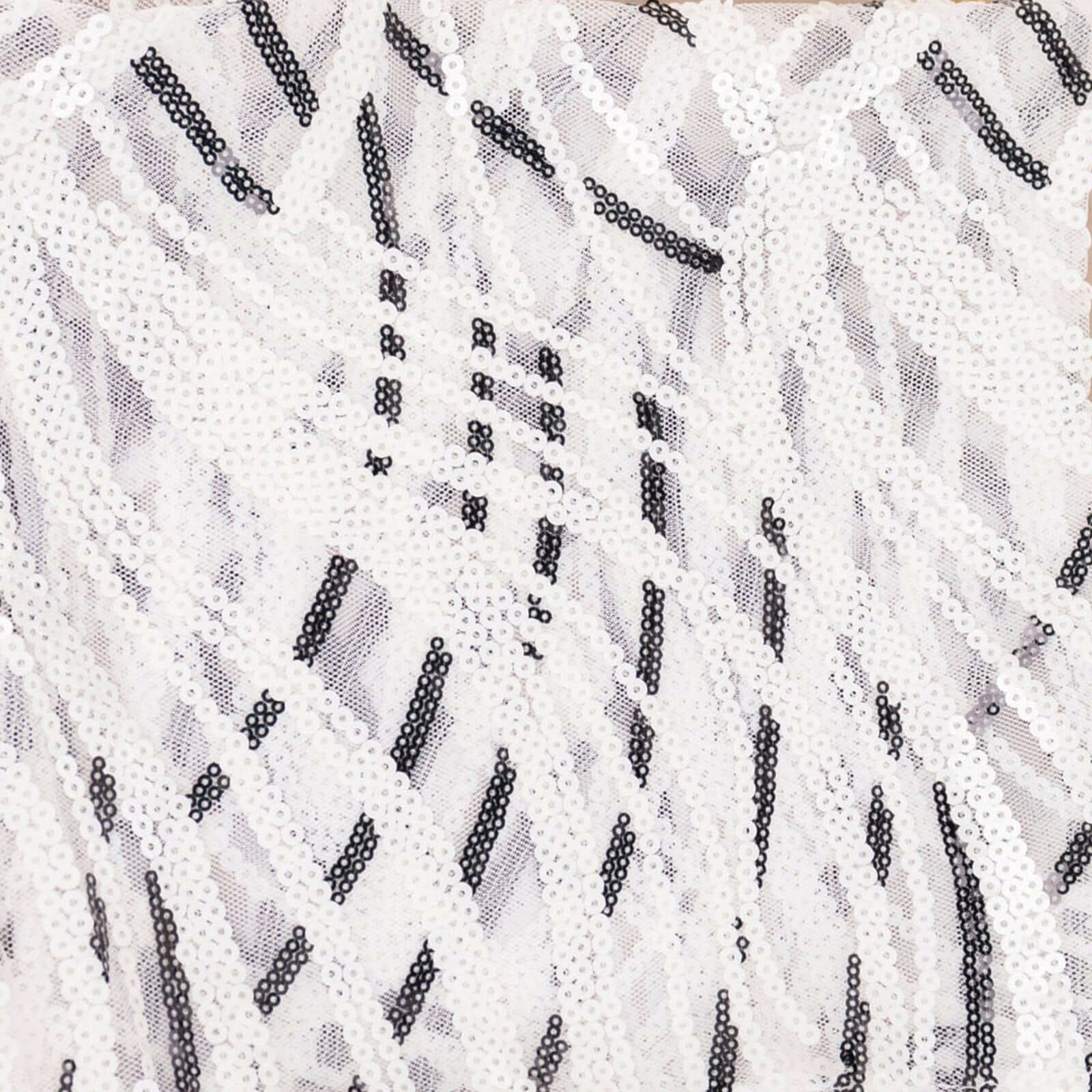 Sequin Mesh 20"x20" Napkin White Black - Wave Embroidered Reusable Napkin - Bell Racket Store