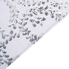 Sequin Tulle 20"x20" Napkin Silver - Embroidered Leaf Vine Dinner Napkins - Bell Racket Store