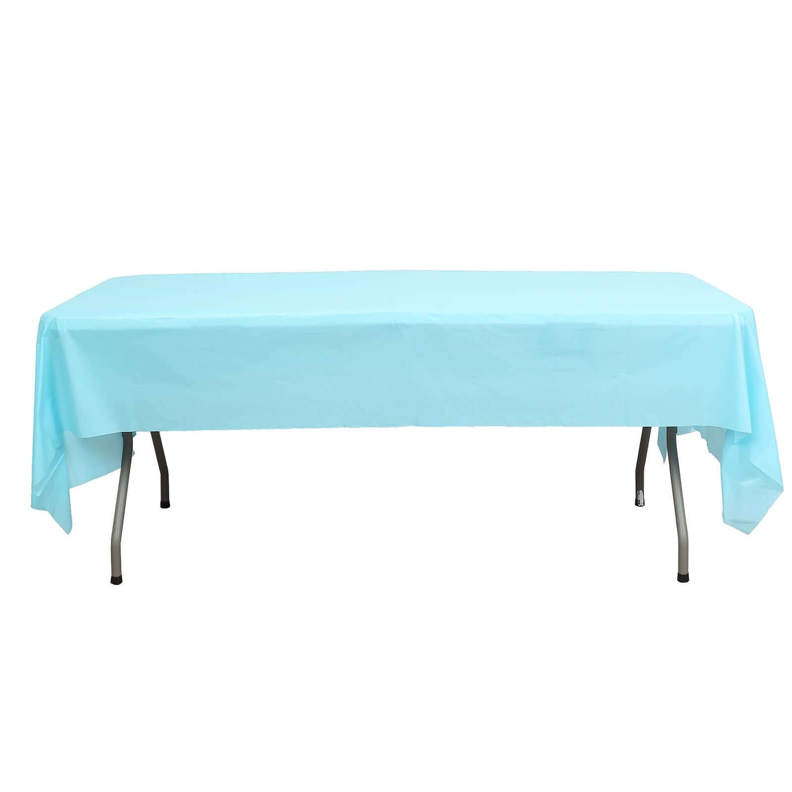 Plastic Table Cover Light Blue Rectangle - Lightweight PVC Disposable Tablecloth 54"x108"