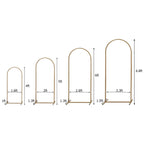 Set of 4 Gold Metal Wedding Arch Chiara Backdrop Stand Floral Display Frame With Round Top - Bell Racket Store