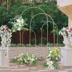 Set of 4 Gold Metal Wedding Arch Chiara Backdrop Stand Floral Display Frame With Round Top - Bell Racket Store