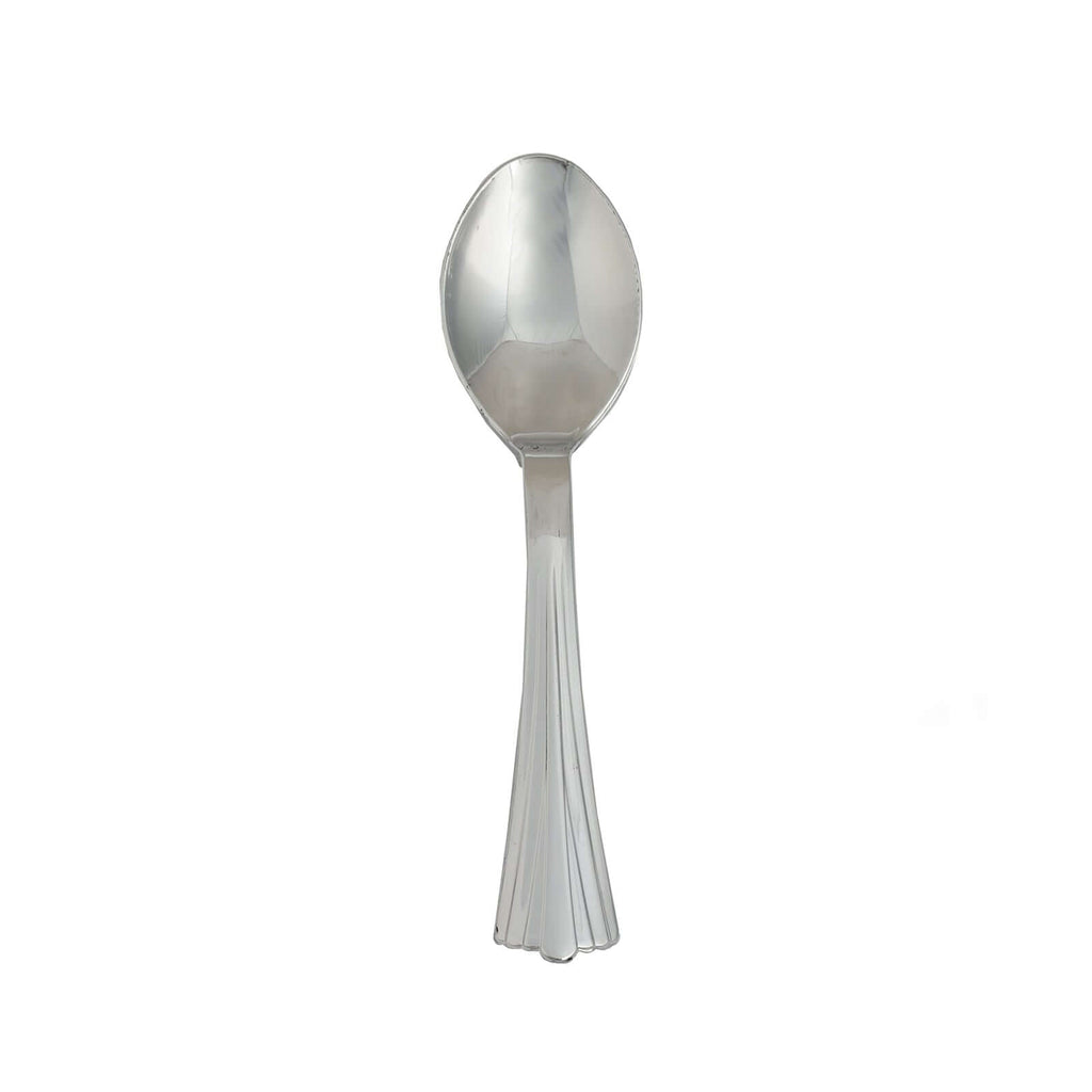 36-Pack Plastic Tea Coffee Spoons Light Silver Heavy Duty with Fluted Handles - Durable Disposable Cutlery 5"