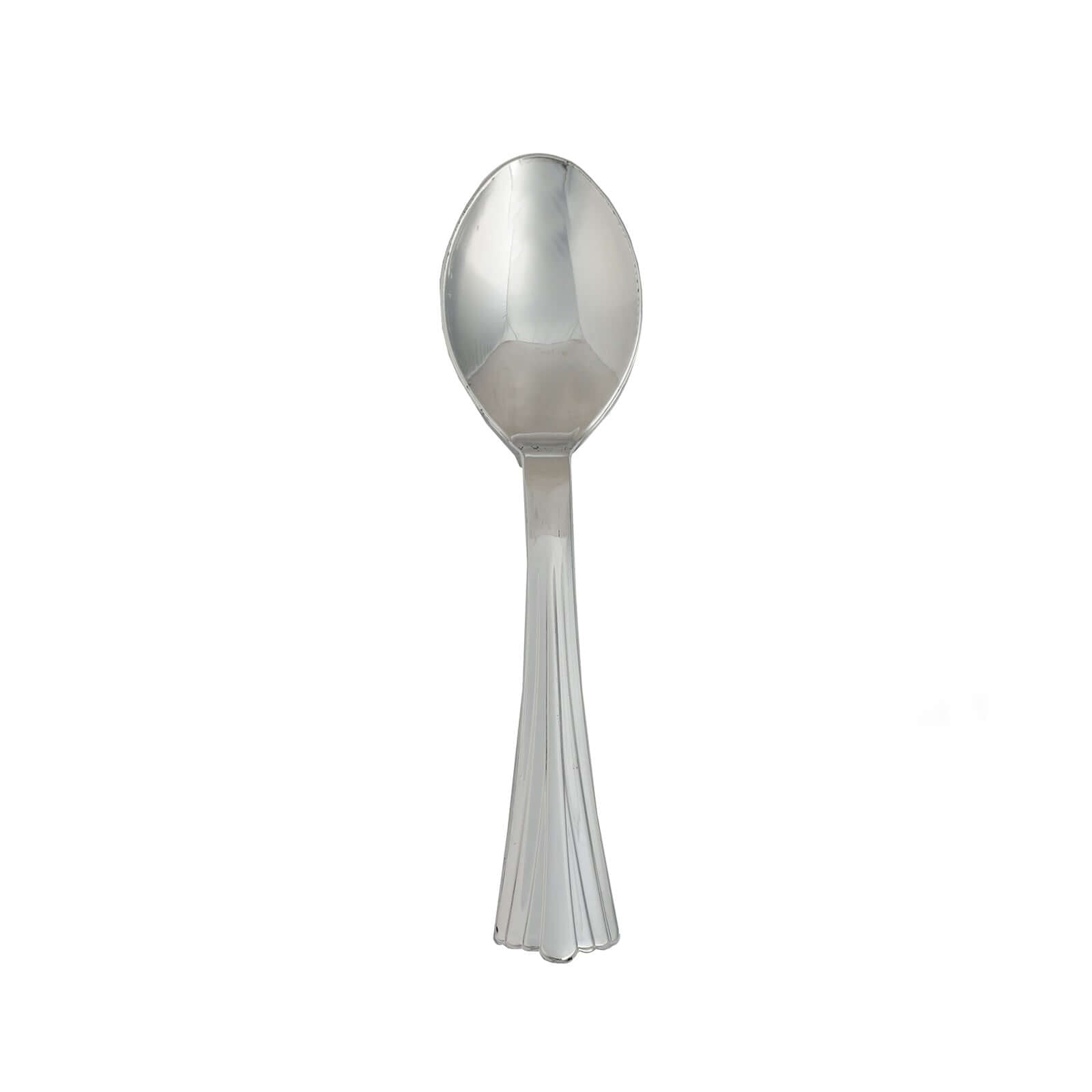 36-Pack Plastic Tea Coffee Spoons Light Silver Heavy Duty with Fluted Handles - Durable Disposable Cutlery 5"