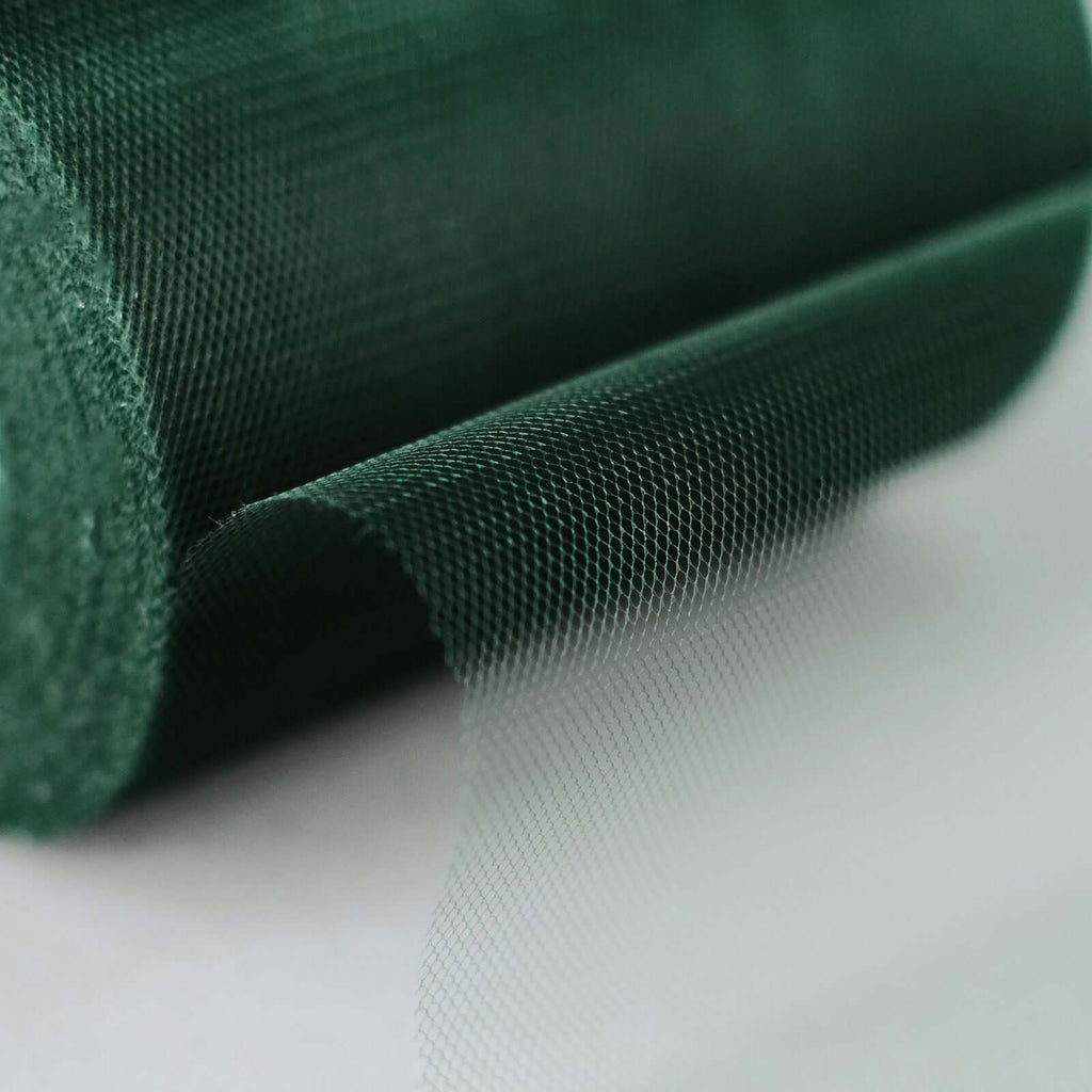 6"x100 Yards Hunter Emerald Green Tulle Fabric Bolt, Sheer Fabric Spool Roll For Crafts