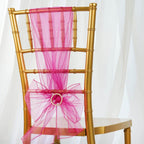 5 Pack Organza Chair Sashes Fuchsia - Reusable Sheer Chair Bows 6"x108"