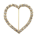 Rhinestone Chair Sash Band Buckle Gold 2" Heart Metal - Glittering Diamond Accent for Weddings & Special Events