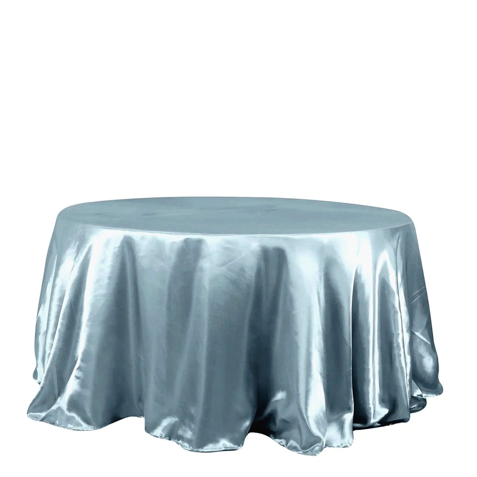 Satin 132" Round Tablecloth Dusty Blue - Stylish Seamless Table Cover
