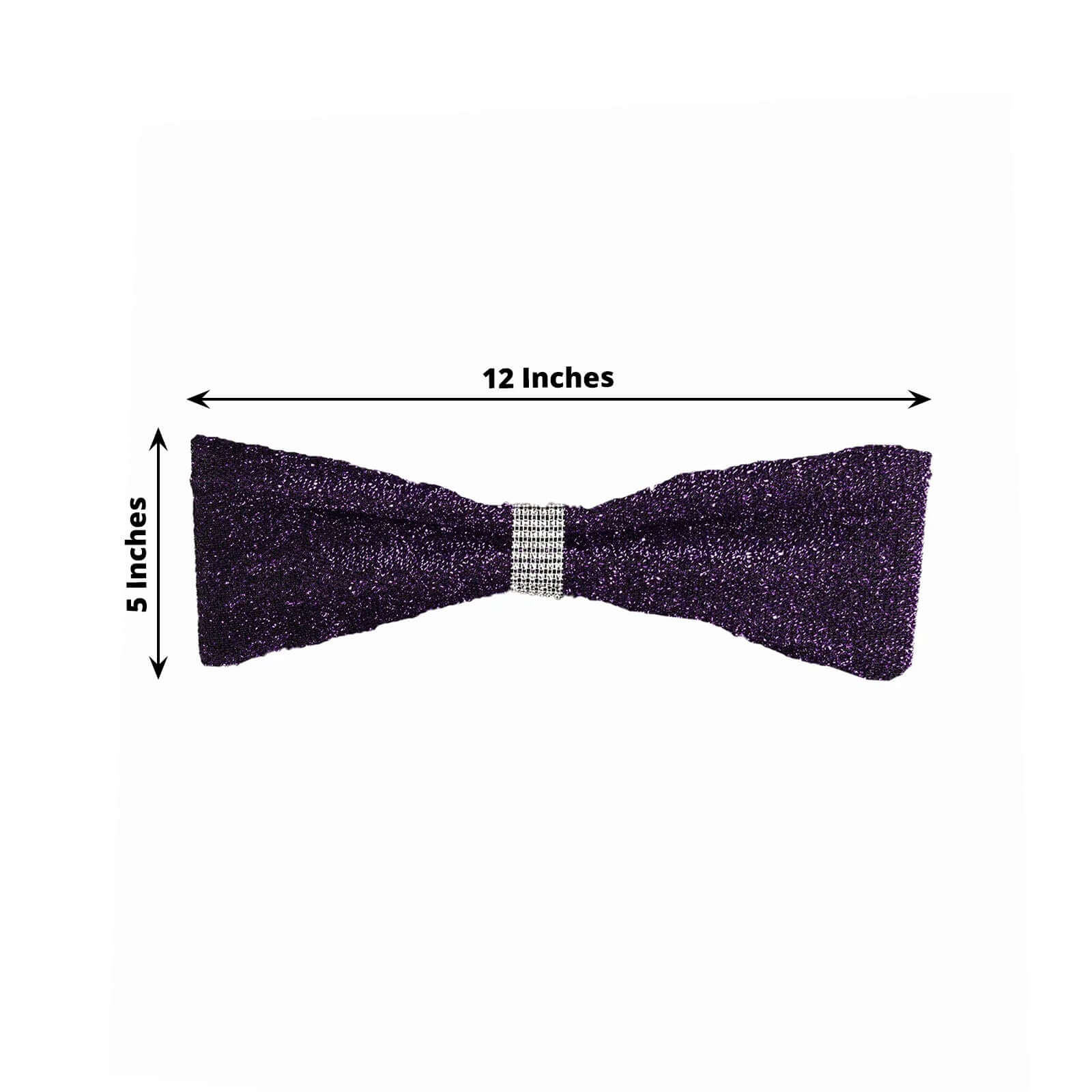 5 Pack Metallic Shimmer Tinsel Spandex Chair Sashes Purple - Durable and Reusable Stretch Chair Bands