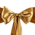 5 Pack Satin Chair Sashes Gold - Durable Chair Bows with Shiny Finish for Classy Event Chair Decor 6"x106"