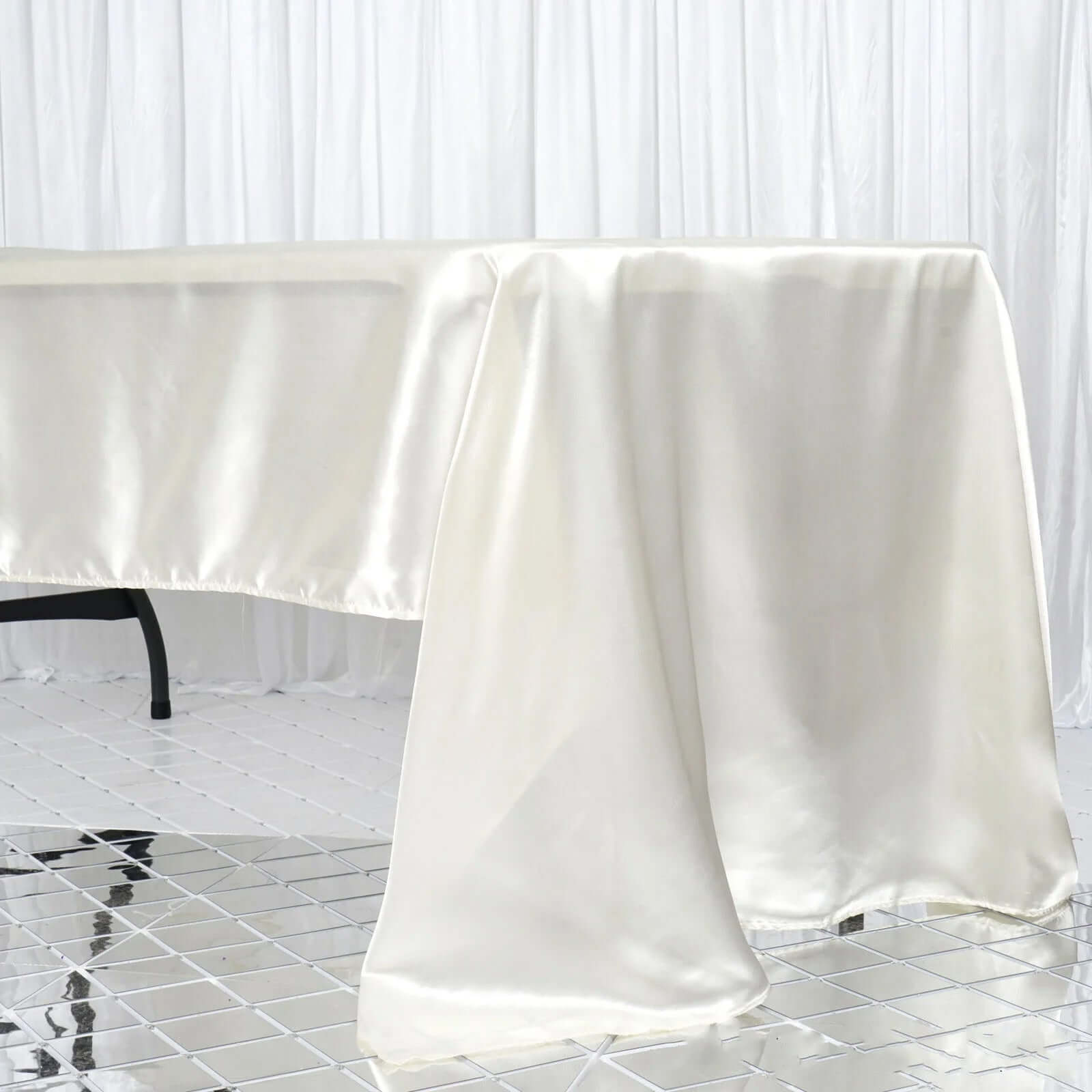 Satin Rectangular 60"x126" Tablecloth Ivory - Smooth and Lustrous Table Cover