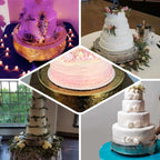 Metal 22" Round Cake Pedestal Stand Matte Silver - Cupcake Dessert Display Riser with Intricate Embossed Design for Upscale Events & Gatherings