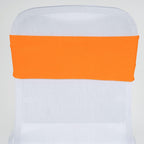 5 Pack Stretch Spandex Chair Sashes Orange - Fitted Finish Two Ply Heavy Duty Chair Bands 5"x12"
