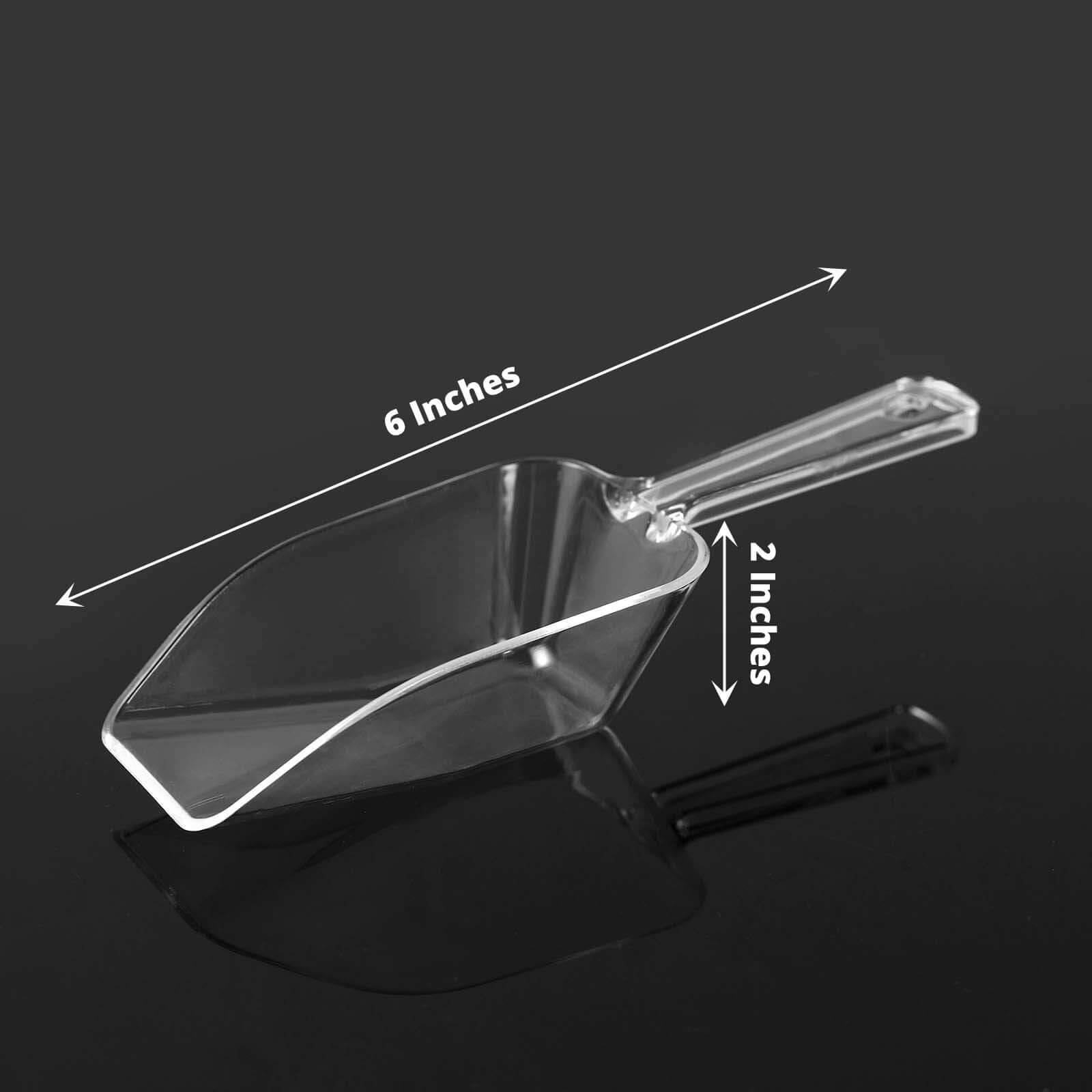 6-Pack Candy Scoops Kitchen Ice Scoop Design Clear - Plastic Disposable Supplies for Bar and Buffet Use 6"