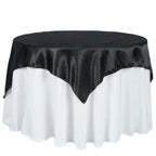 Satin 72"x72" Table Overlay Square Tablecloth Black - Smooth Finish for Luxurious Events