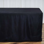 Fitted Polyester 96"x30" Rectangle Tablecloth Black - Durable and Easy to Maintain Table Cover