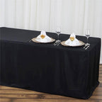 Fitted Polyester 48"x30" Rectangle Tablecloth Black - Durable Table Cover