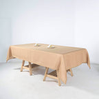 Faux Linen 60"x102" Rectangular Tablecloth Natural - Slubby Textured & Wrinkle Resistant Table Cover