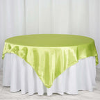 Satin 72"x72" Table Overlay Square Tablecloth Apple Green - Smooth Finish Table Cover