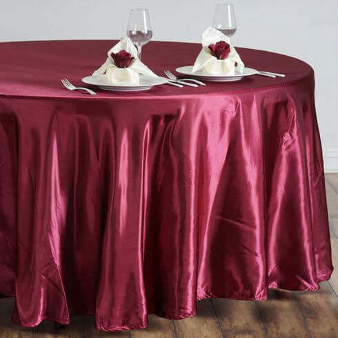 Satin 108" Round Tablecloth Burgundy - Smooth and Lustrous Table Cover