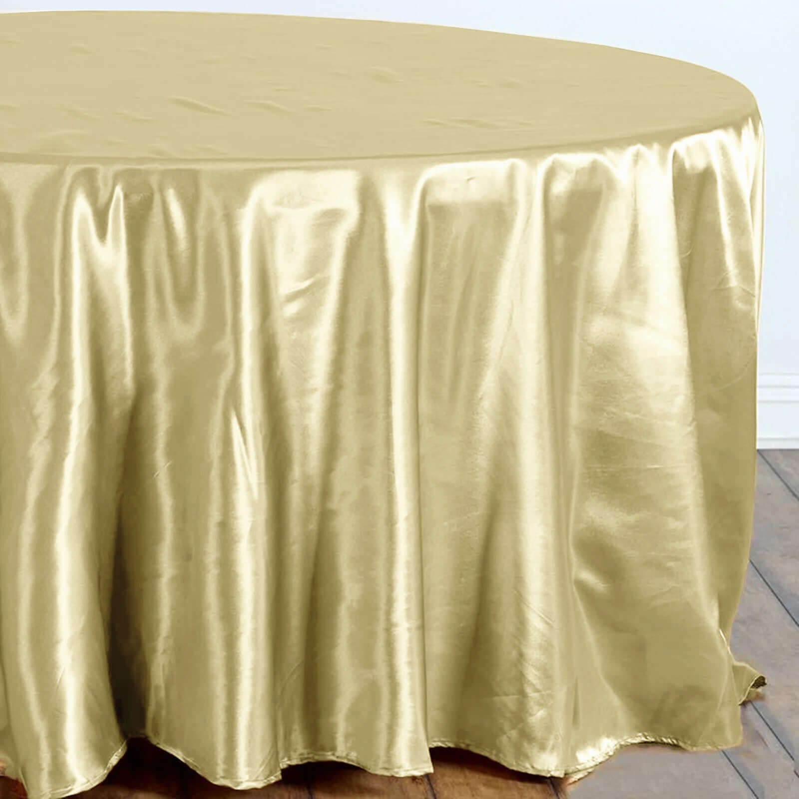 Satin 108" Round Tablecloth Champagne - Smooth and Lustrous Table Cover
