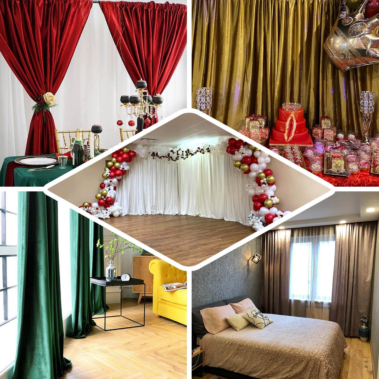 Champagne Crushed Velvet Backdrop Curtain â€“ 8ft x 8ft Event Drape with Rod Pocket, Privacy Panel for Photo Booths & Events