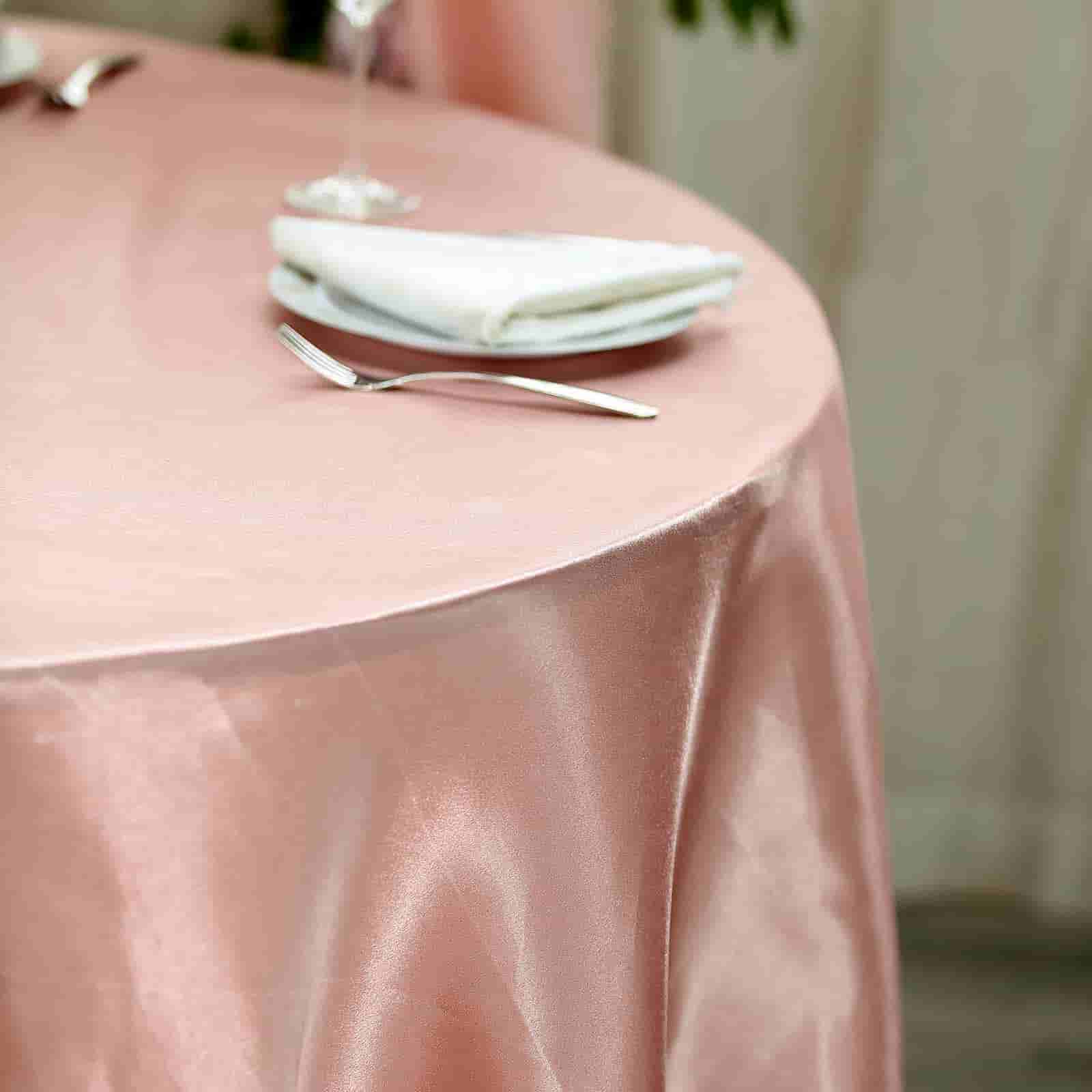 Satin 108" Round Tablecloth Dusty Rose - Smooth and Lustrous Table Cover