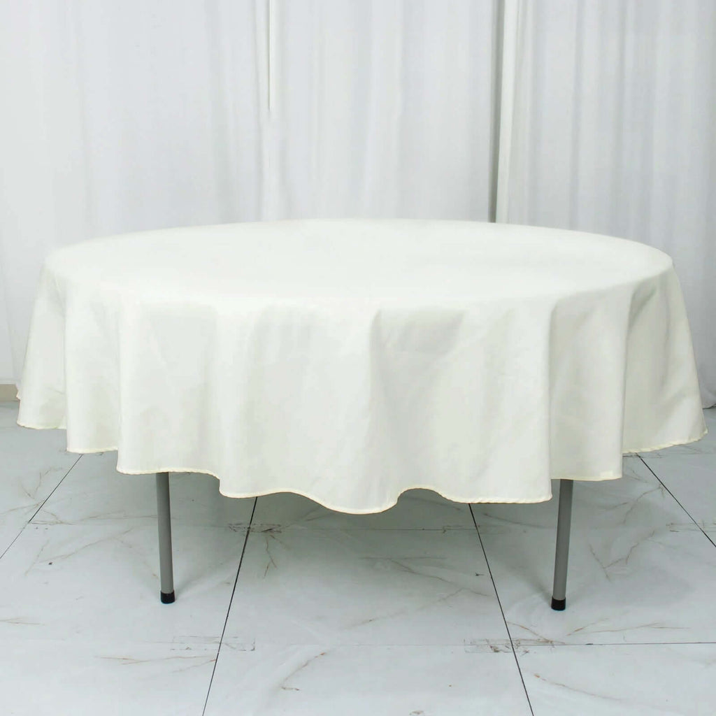 Premium Polyester 90" Round Tablecloth Ivory - Stain and Wrinkle-Resistant Design with 220GSM Thickness Table Cover