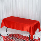 Satin Rectangular 60"x102" Tablecloth Red - Smooth and Lustrous Table Cover