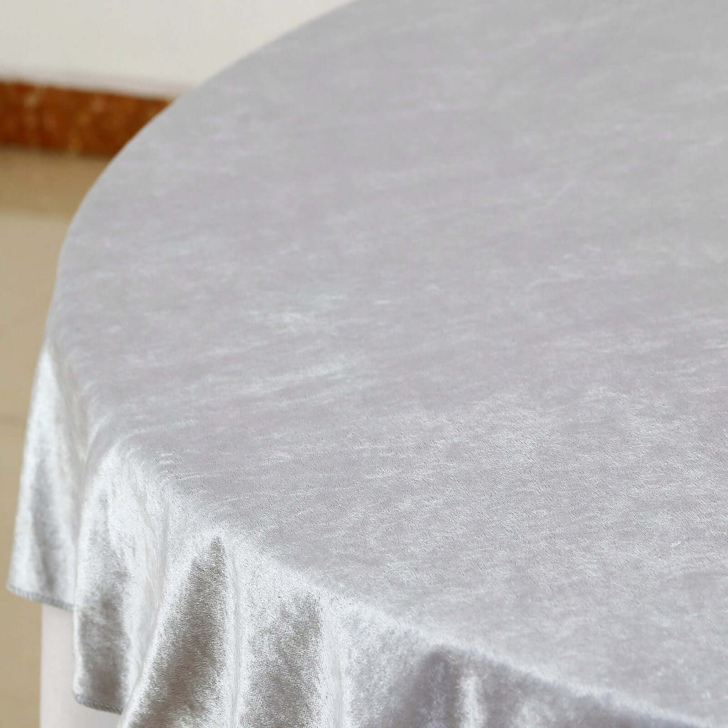 Velvet 72"x72" Table Overlay Square Tablecloth Silver - Premium Soft Finish for Sophisticated Celebrations