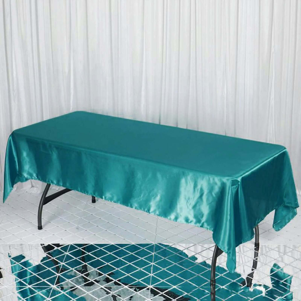 Satin Rectangular 60"x102" Tablecloth Turquoise - Smooth and Lustrous Table Cover