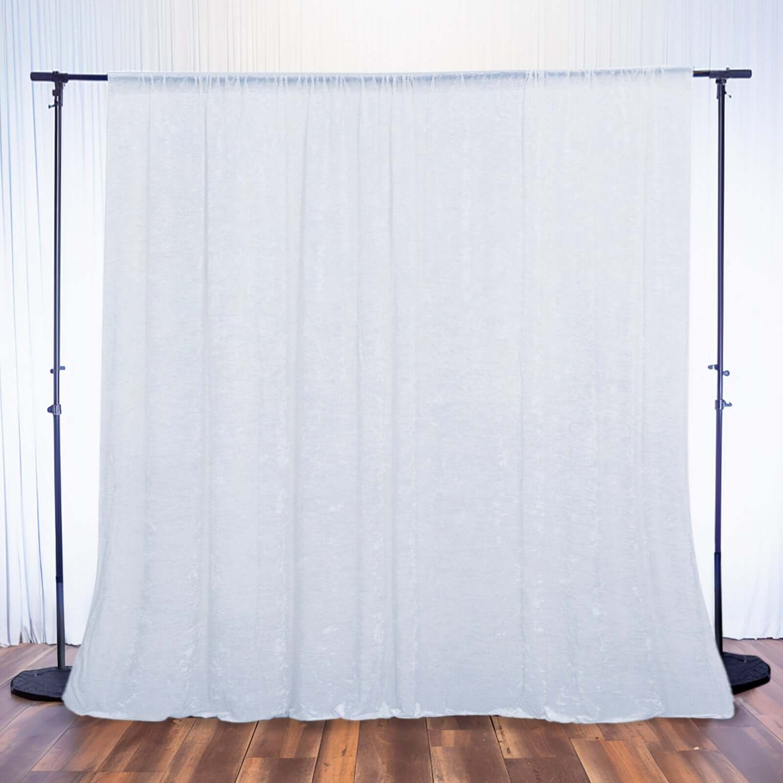 White Crushed Velvet Backdrop Curtain â€“ 8ft x 8ft Event Drape with Rod Pocket, Privacy Panel for Photo Booths & Events