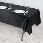 Premium Velvet 60"x102" Rectangle Tablecloth Black - Reusable & Soft Table Cover for Stylish Events