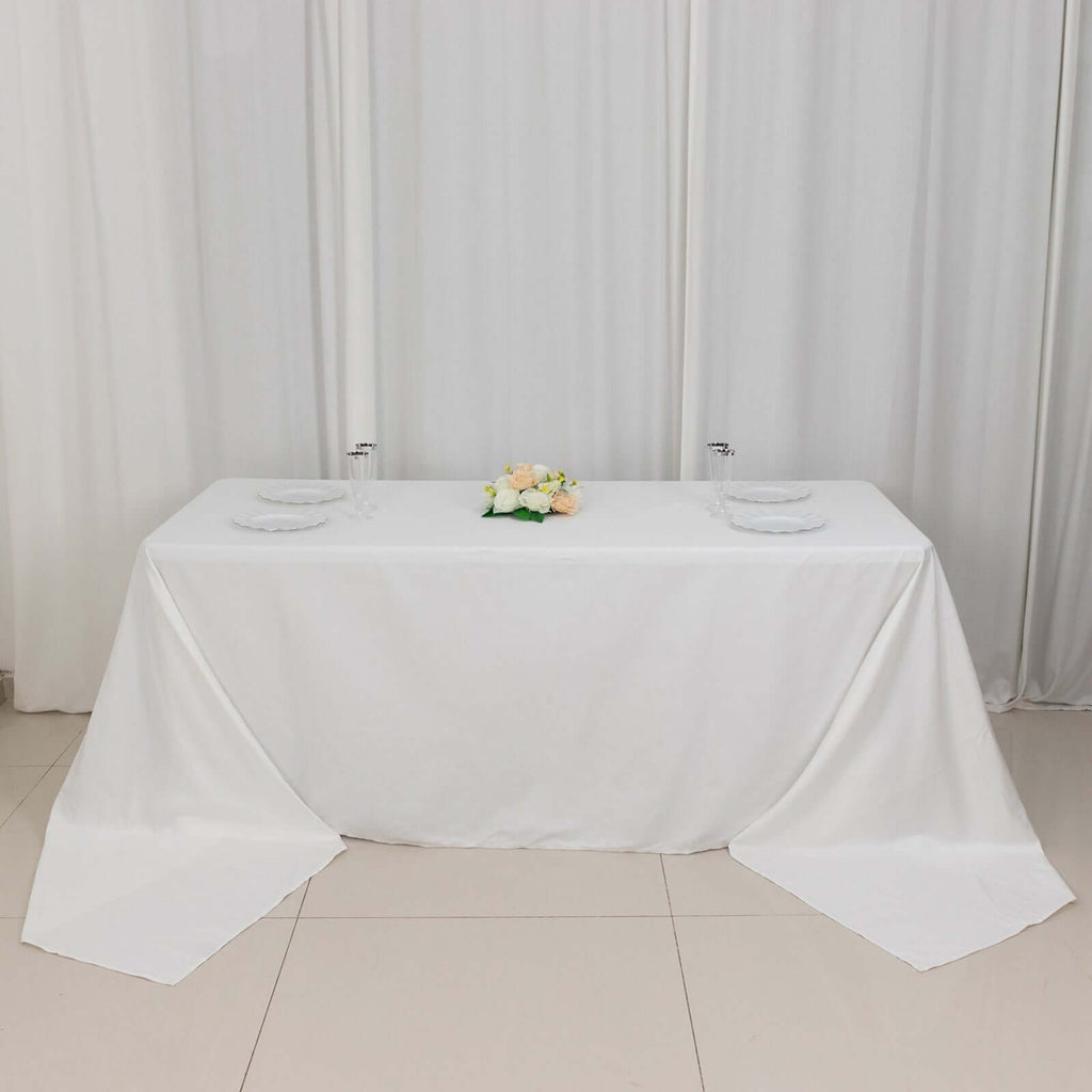 100% Cotton 90"x156" Rectangle Tablecloth White Linen - Seamless, Soft & Breathable Table Cover