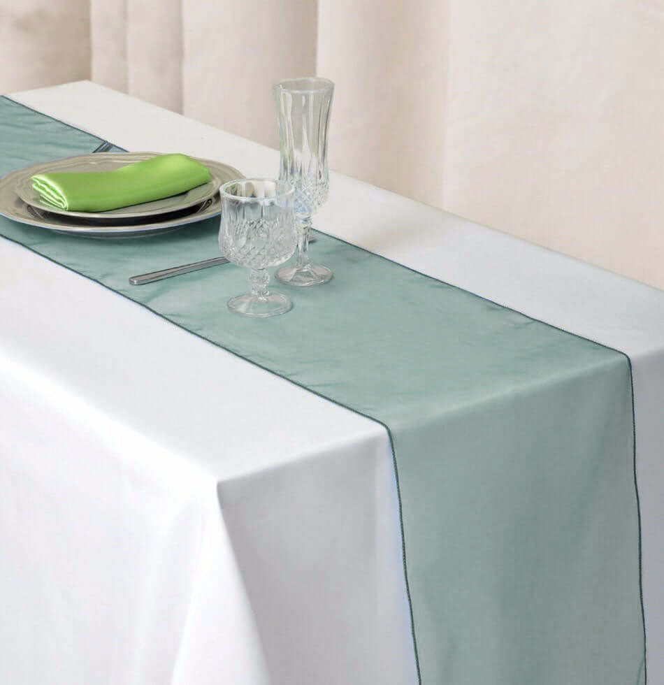10 Pack Sheer Organza 14"x108" Table Runners Hunter Emerald Green - Soft and Lightweight Table Accent