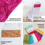 5 Pack Satin Spandex Chair Sashes Pink - Rosette Design Stretch Chair Bands 6"x14"
