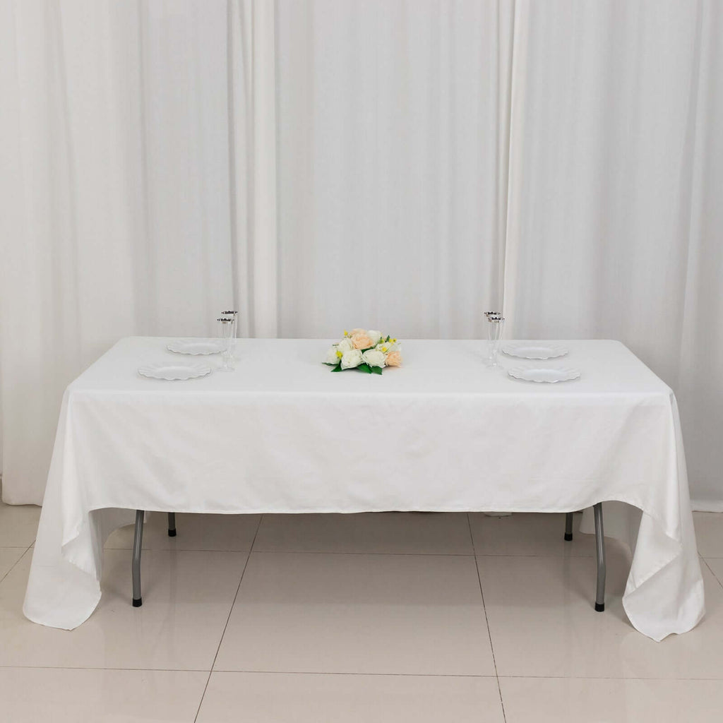 100% Cotton 60"x126" Rectangle Tablecloth White Linen - Sophisticated, Soft & Breathable Table Cover