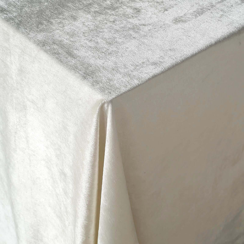 Premium Velvet 90"x156" Rectangle Tablecloth Ivory - Reusable Soft & Seamless Table Cover