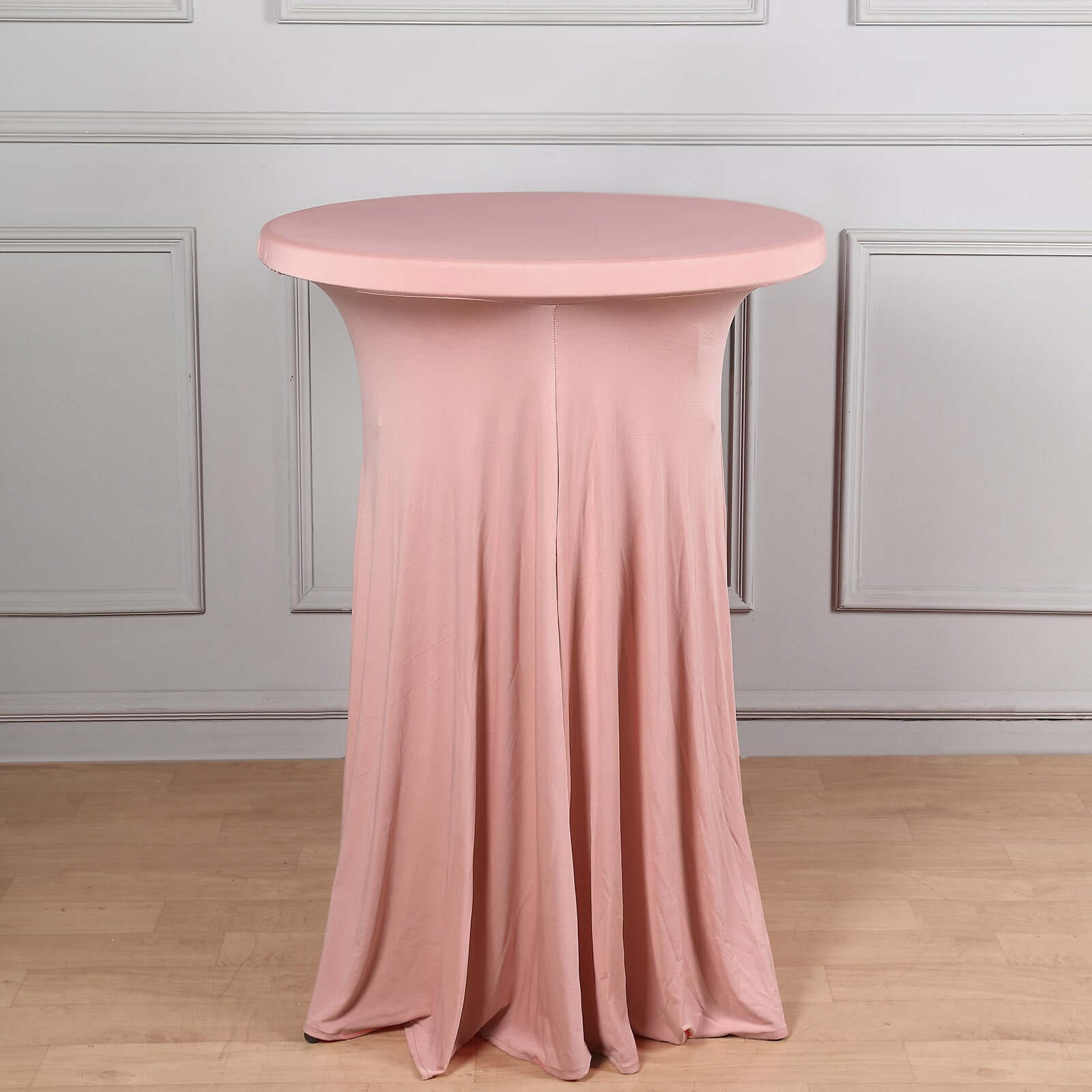 Spandex 30" Round Cocktail Table Cover Skirt Dusty Rose With Natural Wavy Drapes